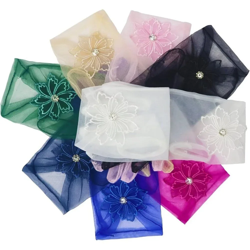 Women's Floral Navy Blue Diamond Flower Gloves Tulle Tea Opera Party Elegant